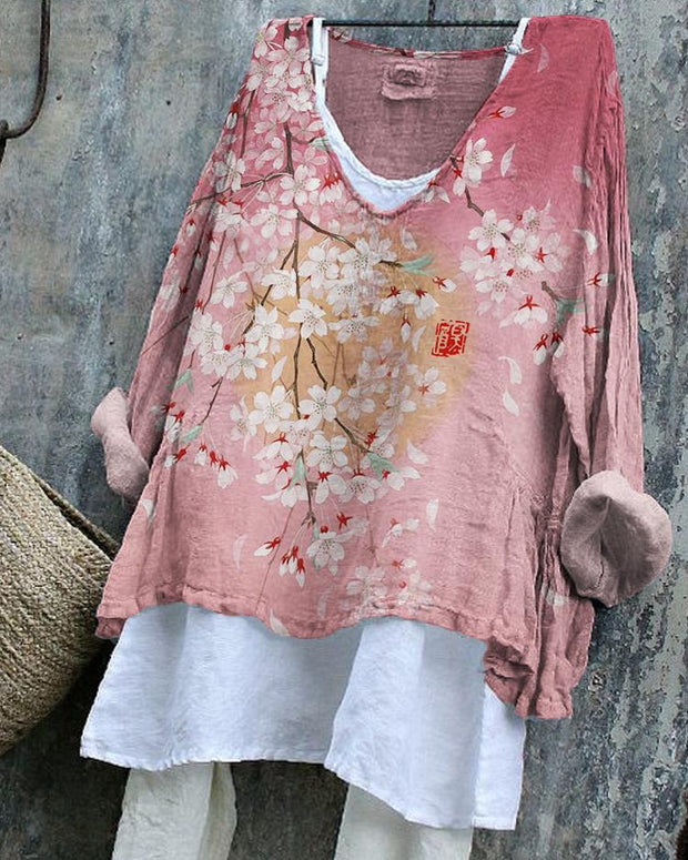 Japanese Cherry Blossom Art Painting Shirt