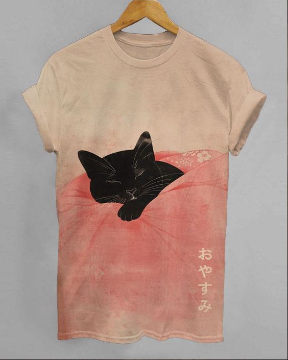 Japanese Art Dream Cat Short Sleeve Tshirt